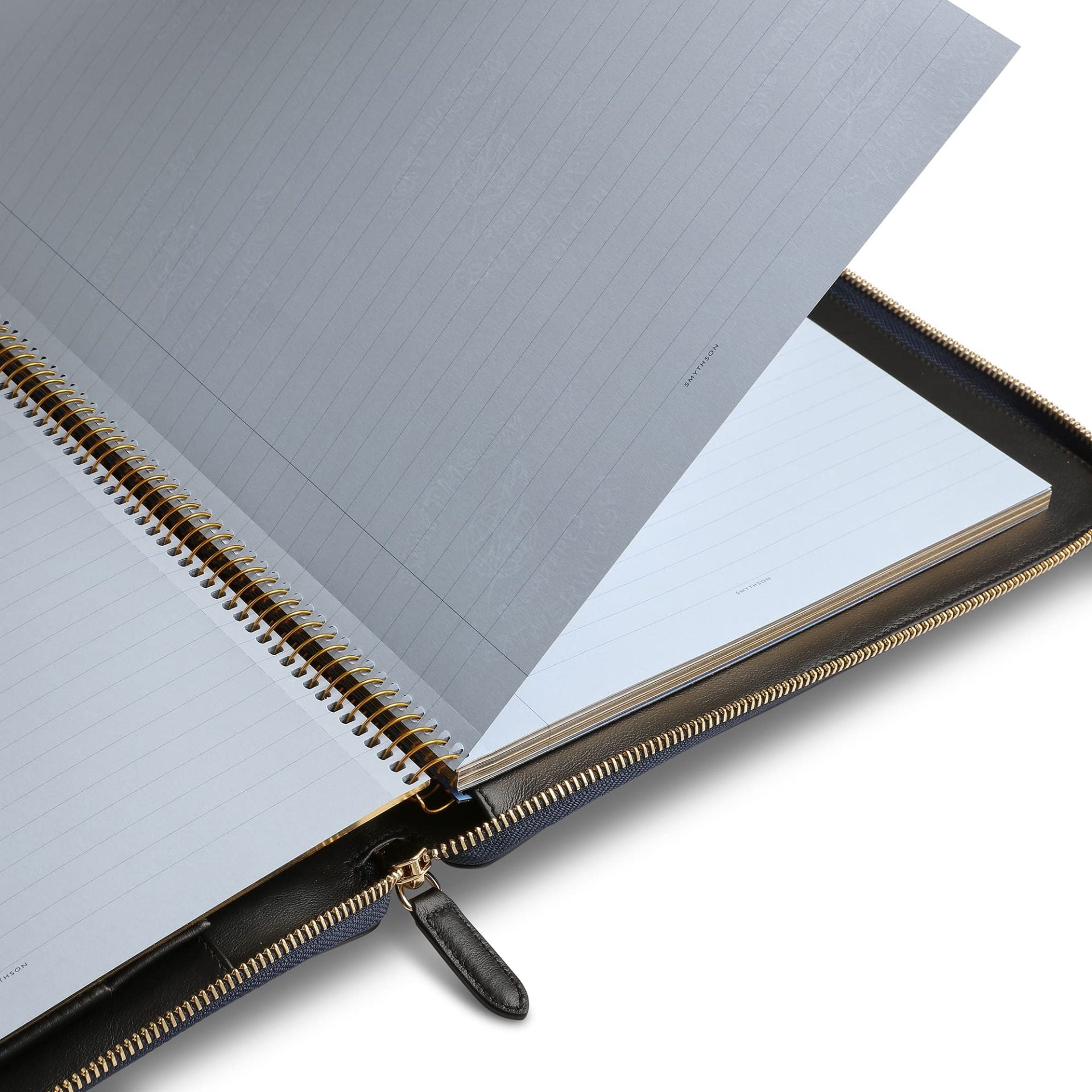 A4 Writing Folder with Zip in Navy Panama