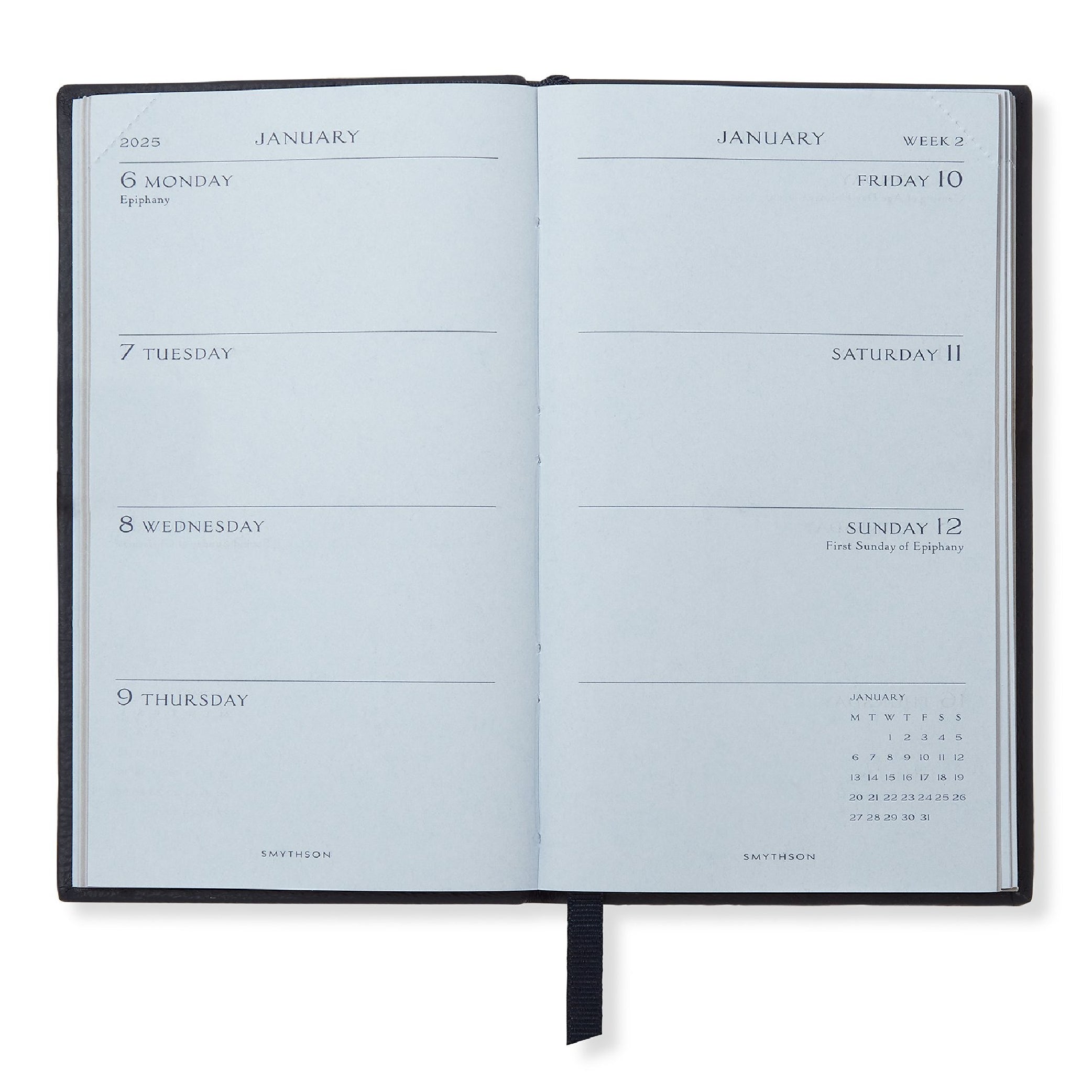Black 2025 Panama Weekly Diary with Pocket
