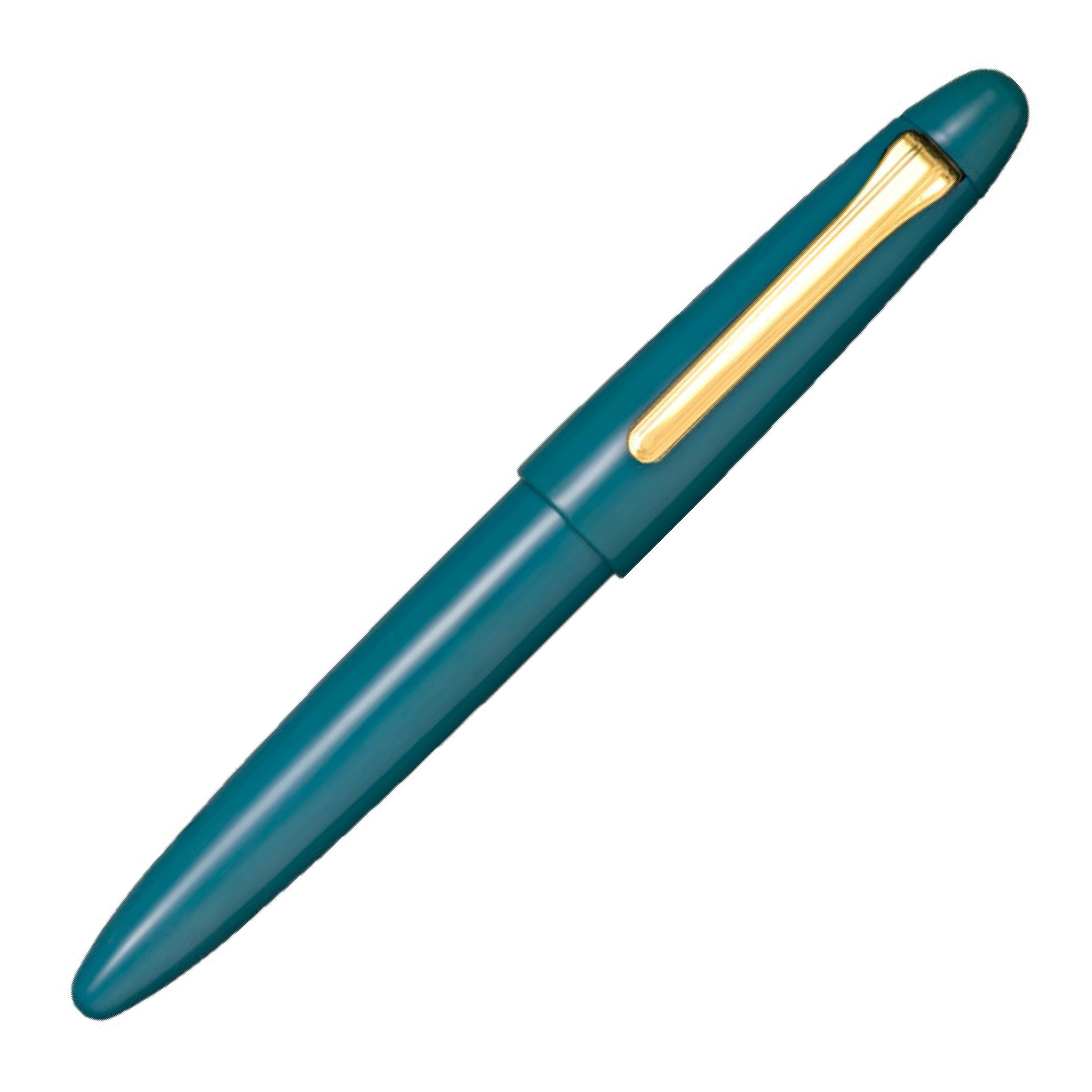 King of Pen Kaga Urushi Teal Blue Gold Trim Fountain Pen