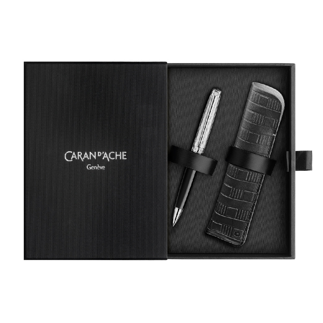 CARAN D'ACHE_Leman Damier Black Special Edition Ballpoint Set_Open Packaging Picture