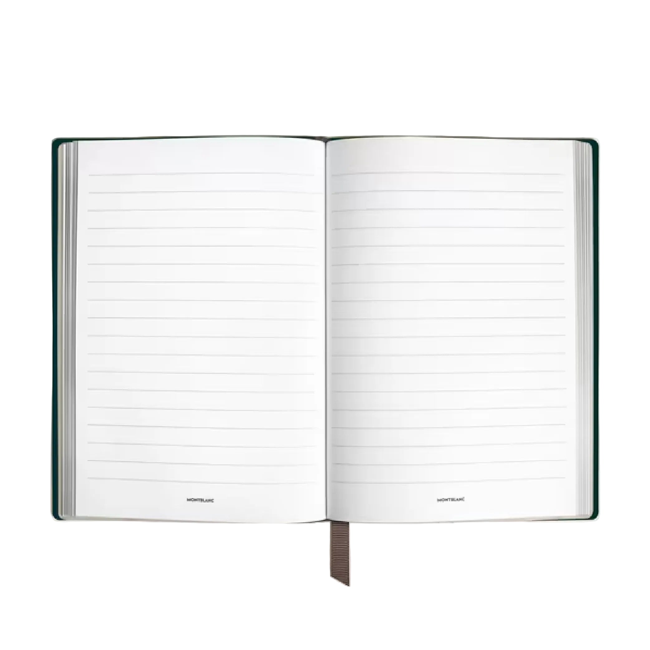 MONTBLANC_Medium Notebook in British Green Soft Leather, Lined_Open Notebook Picture