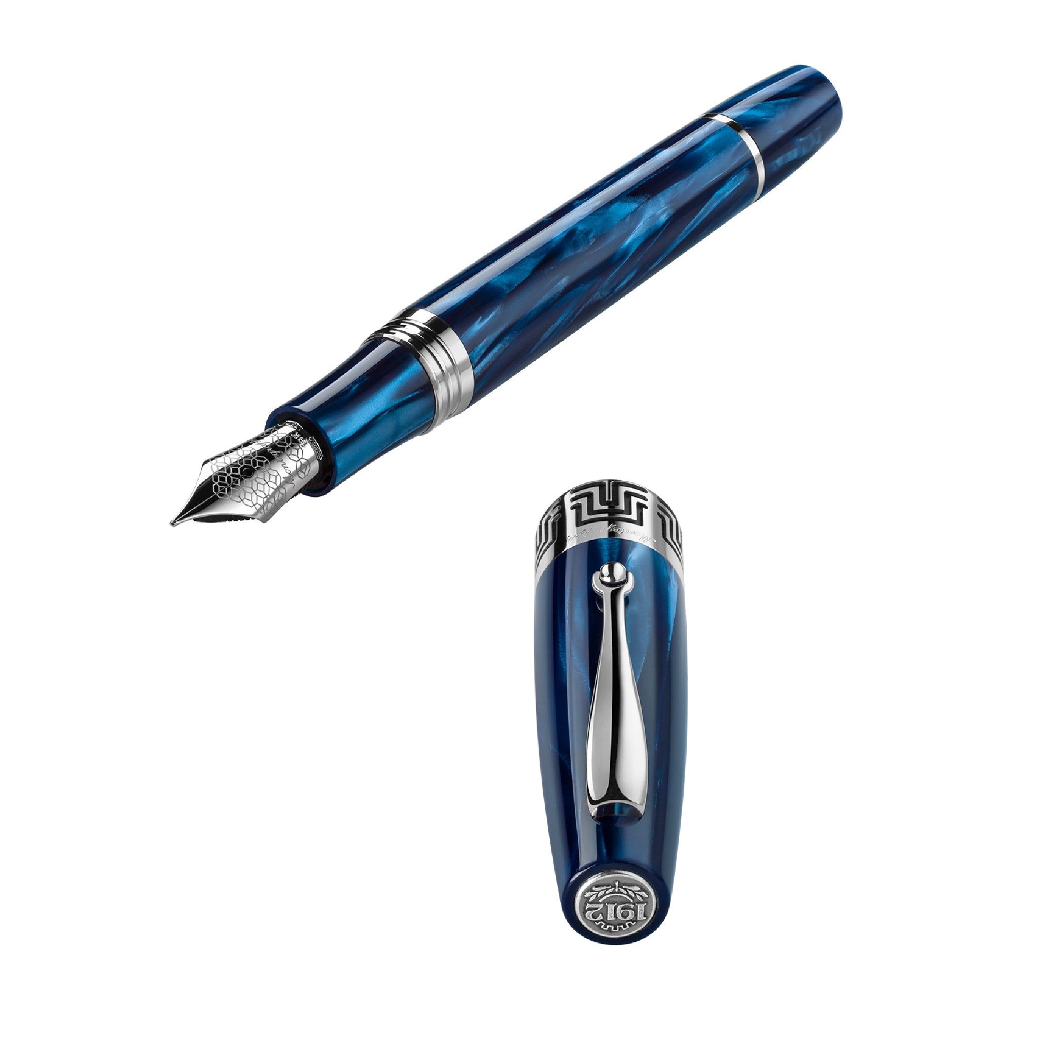 MONTEGRAPPA_Extra 1930 Edition 2021 Mediterranean Blue Fountain Pen_Open Pen Picture