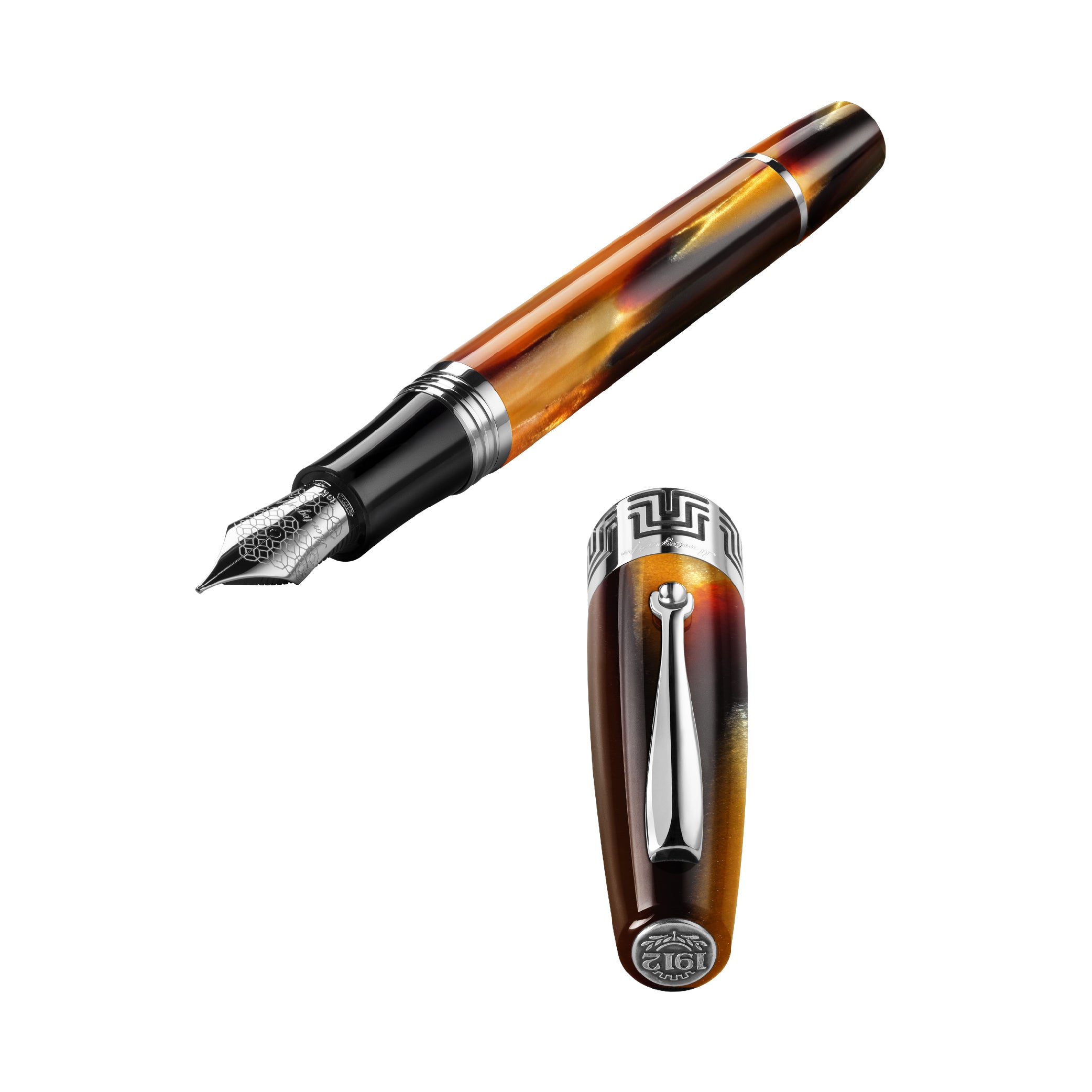 MONTEGRAPPA_Extra 1930 Edition 2021 Turtle Brown Fountain Pen_Open Pen Picture