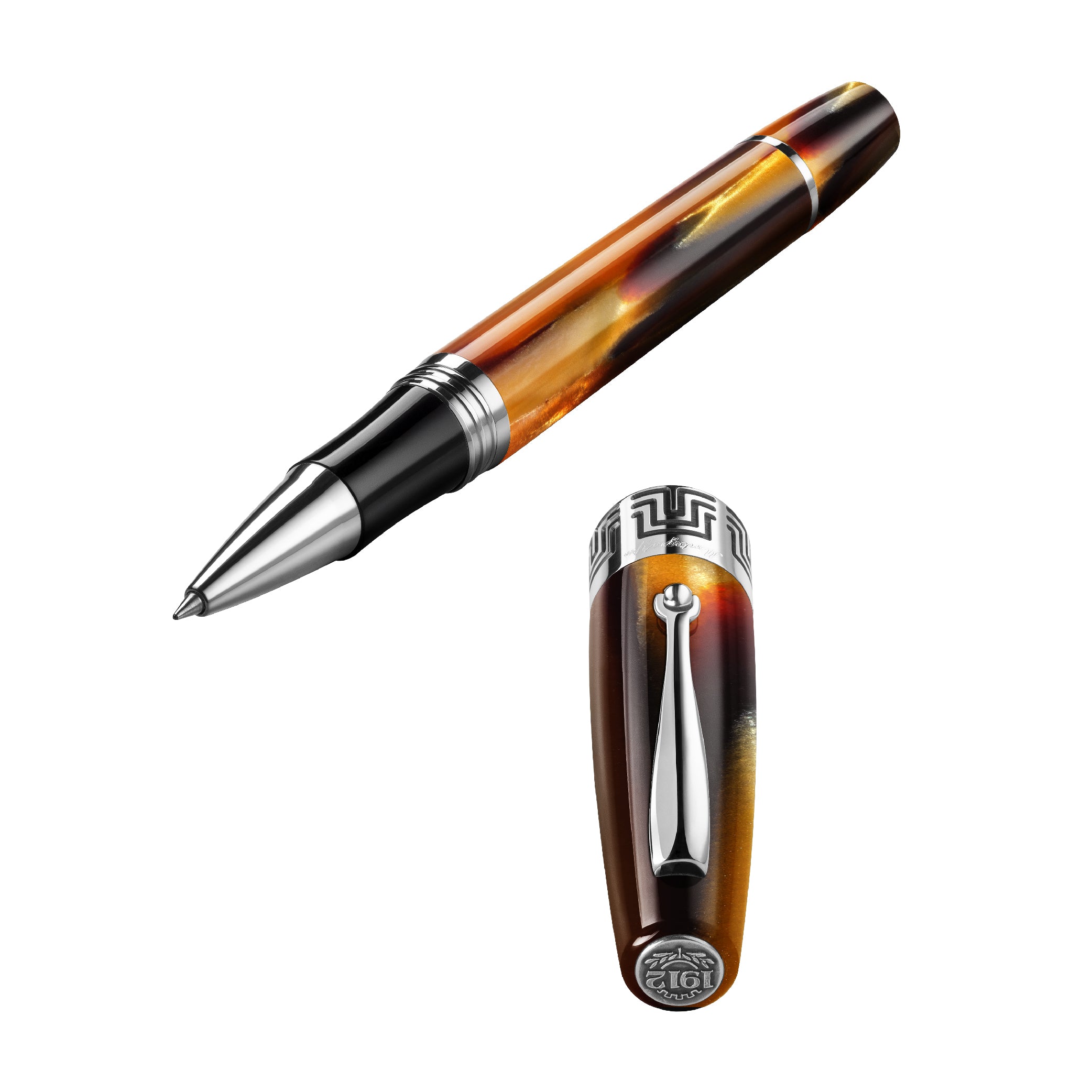 MONTEGRAPPA_Extra 1930 Edition 2021 Turtle Brown Rollerball_Open Pen Picture