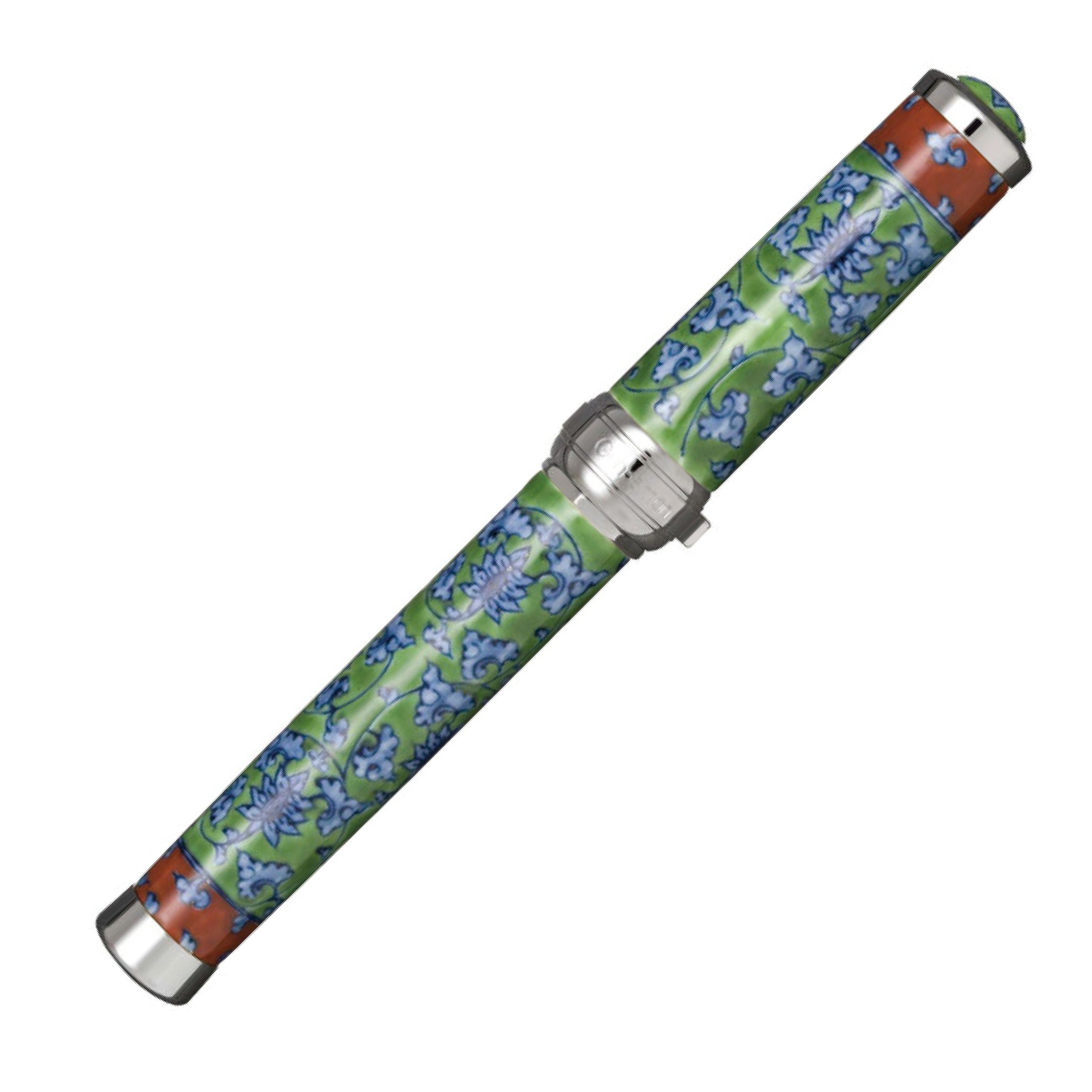 Arita Genemon 400 Years Anniversary 'Arabesque on Green' Silver Trim Fountain Pen