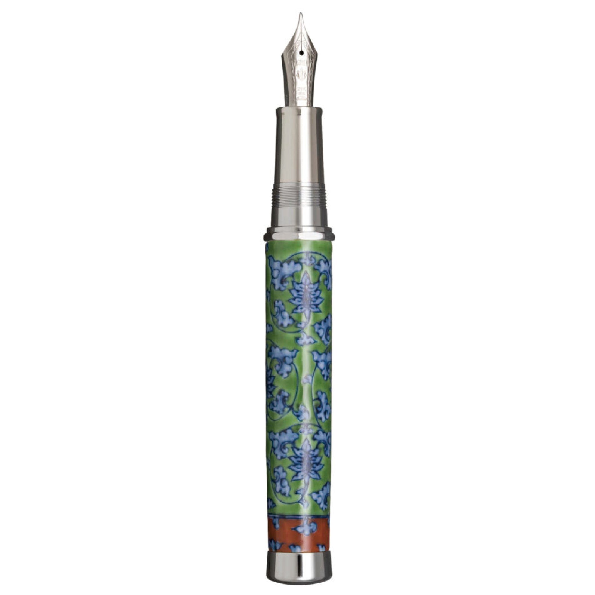 Arita Genemon 400 Years Anniversary 'Arabesque on Green' Silver Trim Fountain Pen