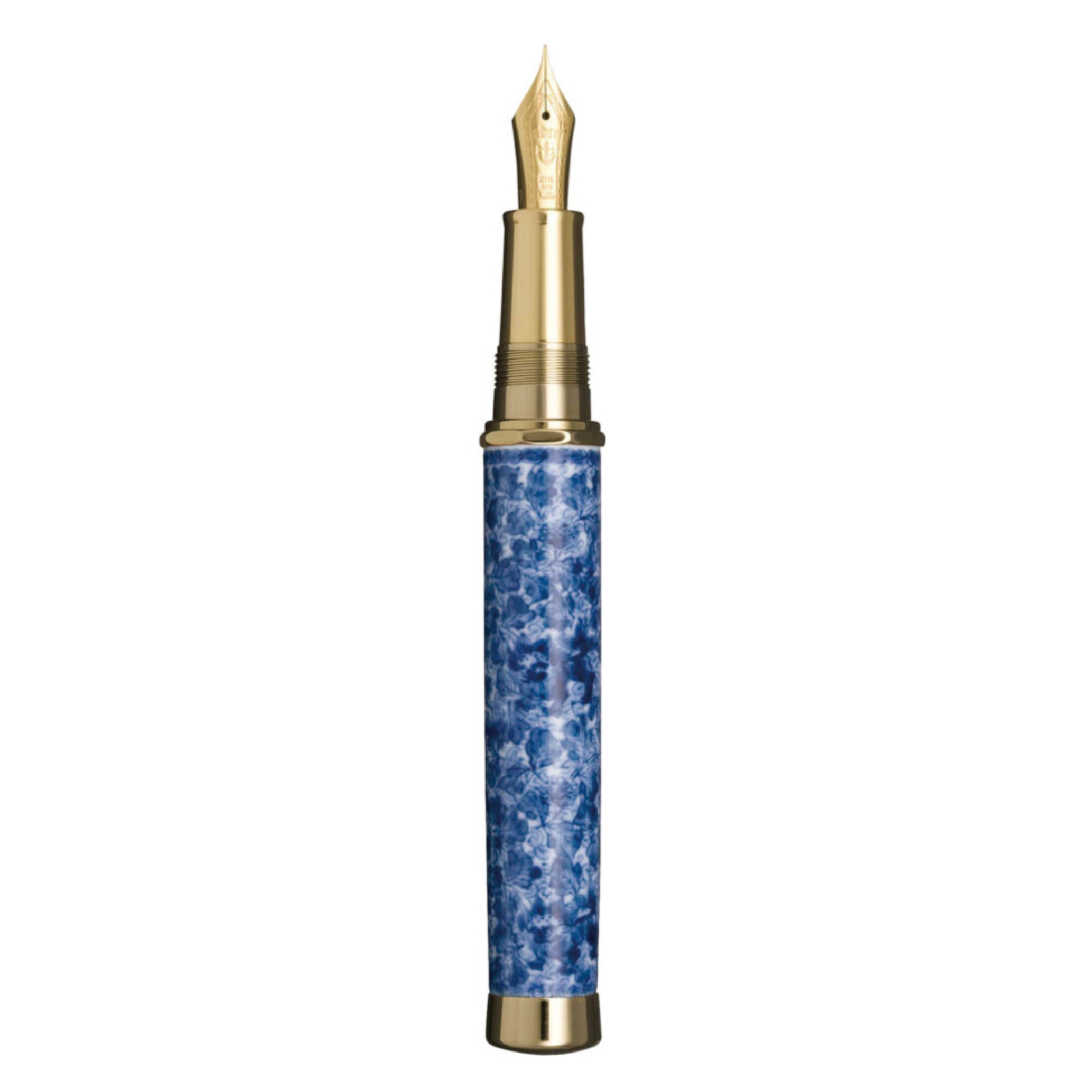 Arita Genemon 400 Years Anniversary 'Blue Arabesque' Gold Trim Fountain Pen