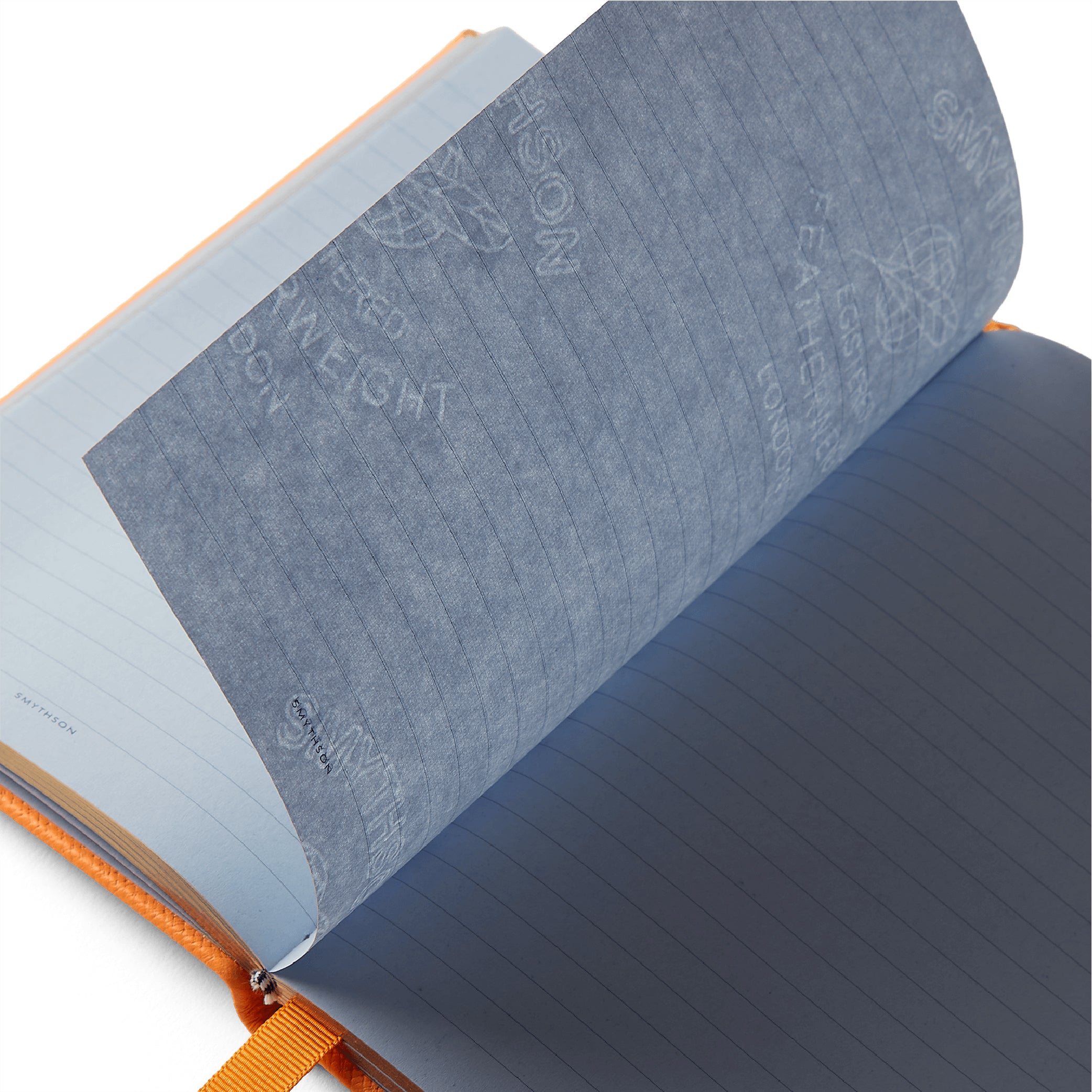 SMYTHSON_Apple Chelsea Notebook in Light Orange Panama_Paper Detail