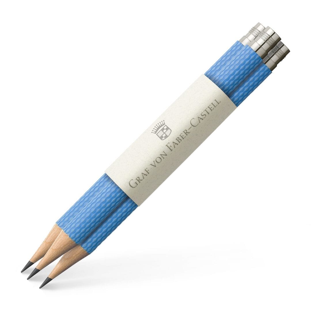 3 Graphite Pencils Guilloche Gulf Blue