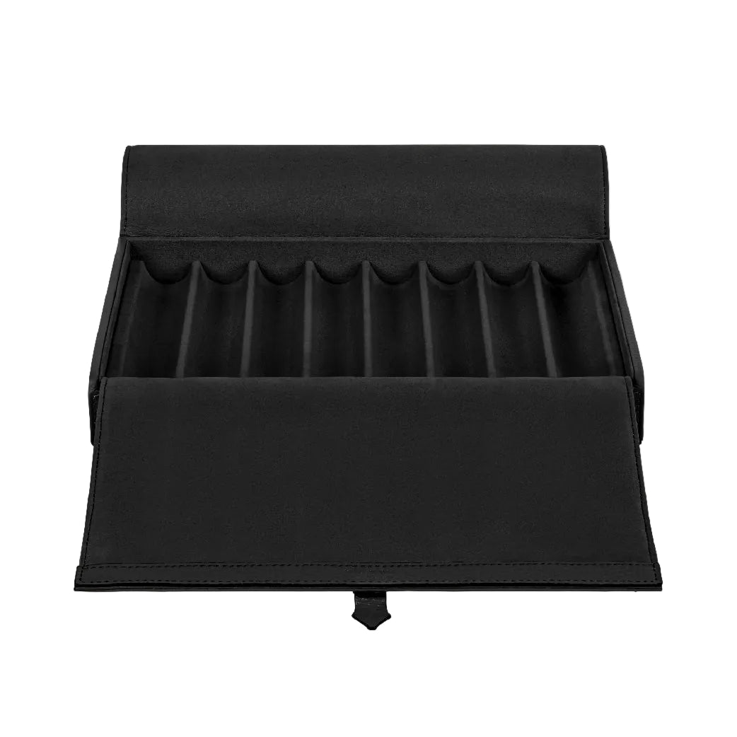Travel Box for 8 Writing Instruments in Black Grained Leather