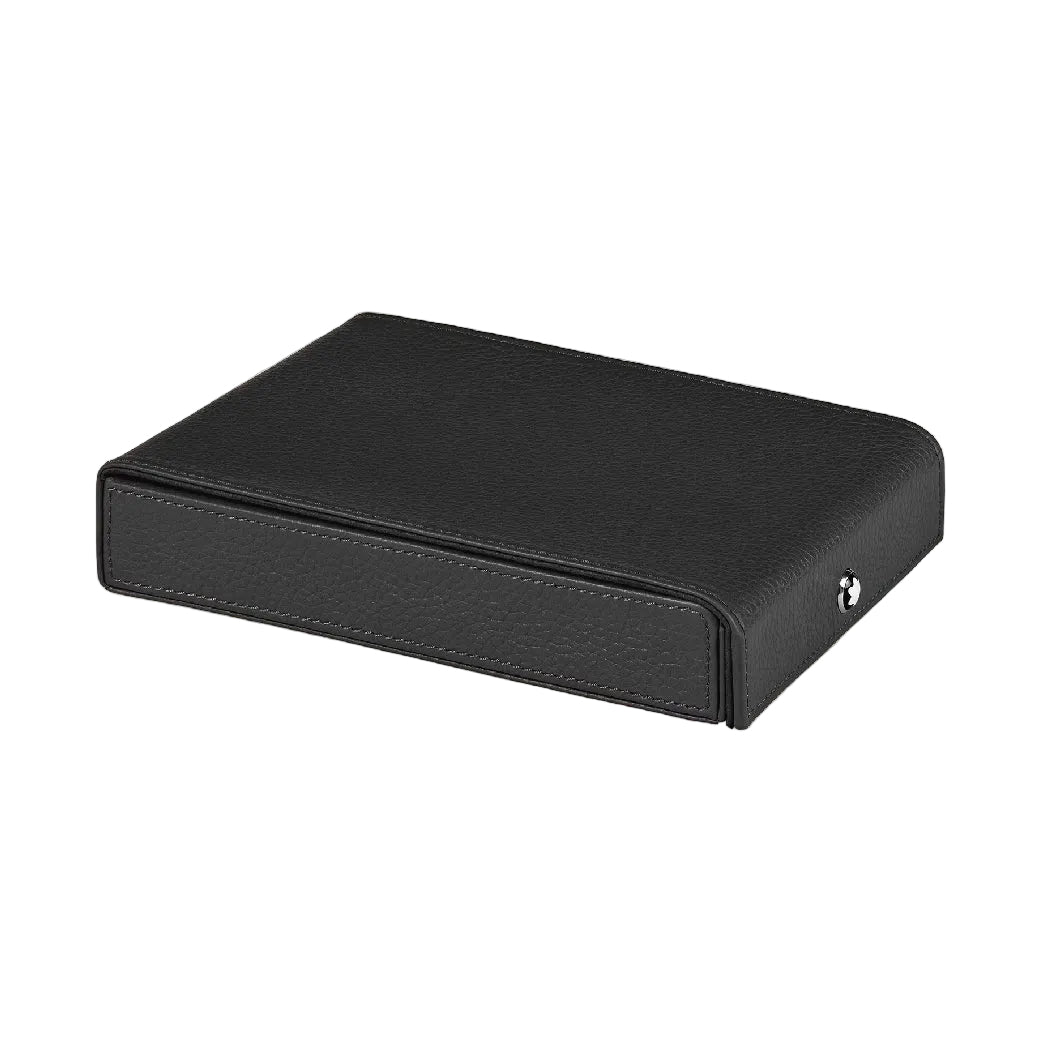 Travel Box for 4 Writing Instruments in Black Grain Leather