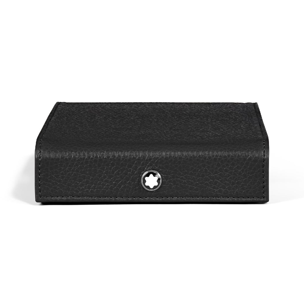Travel Box for 4 Writing Instruments in Black Grain Leather