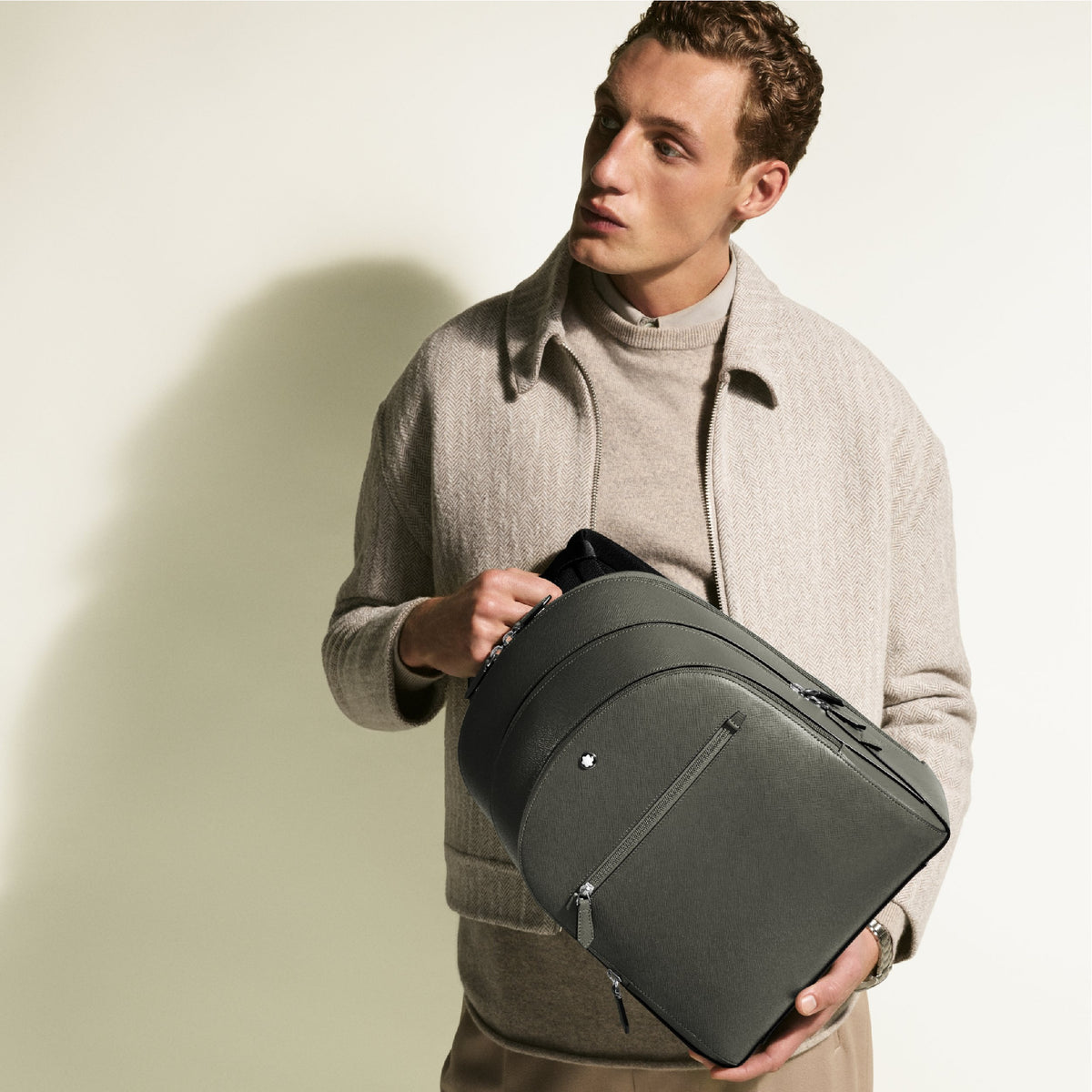 Sartorial Medium Medium Grey Backpack 3 Compartments