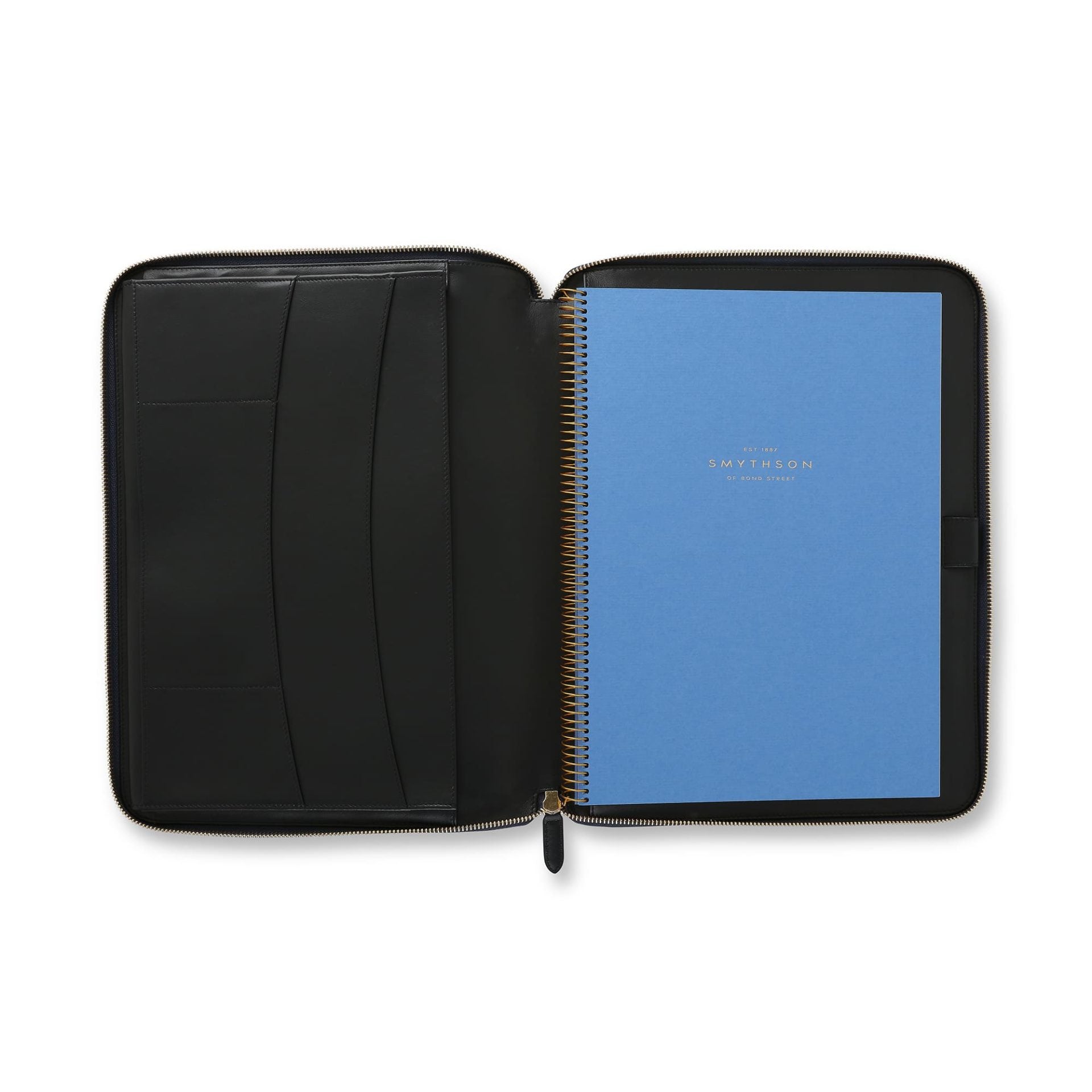 A4 Writing Folder with Zip in Navy Panama