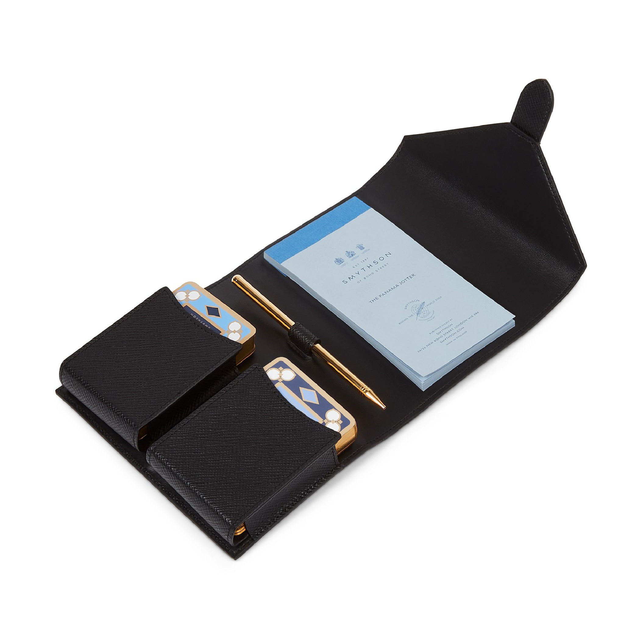 Double Playing Cards Case in Black Panama