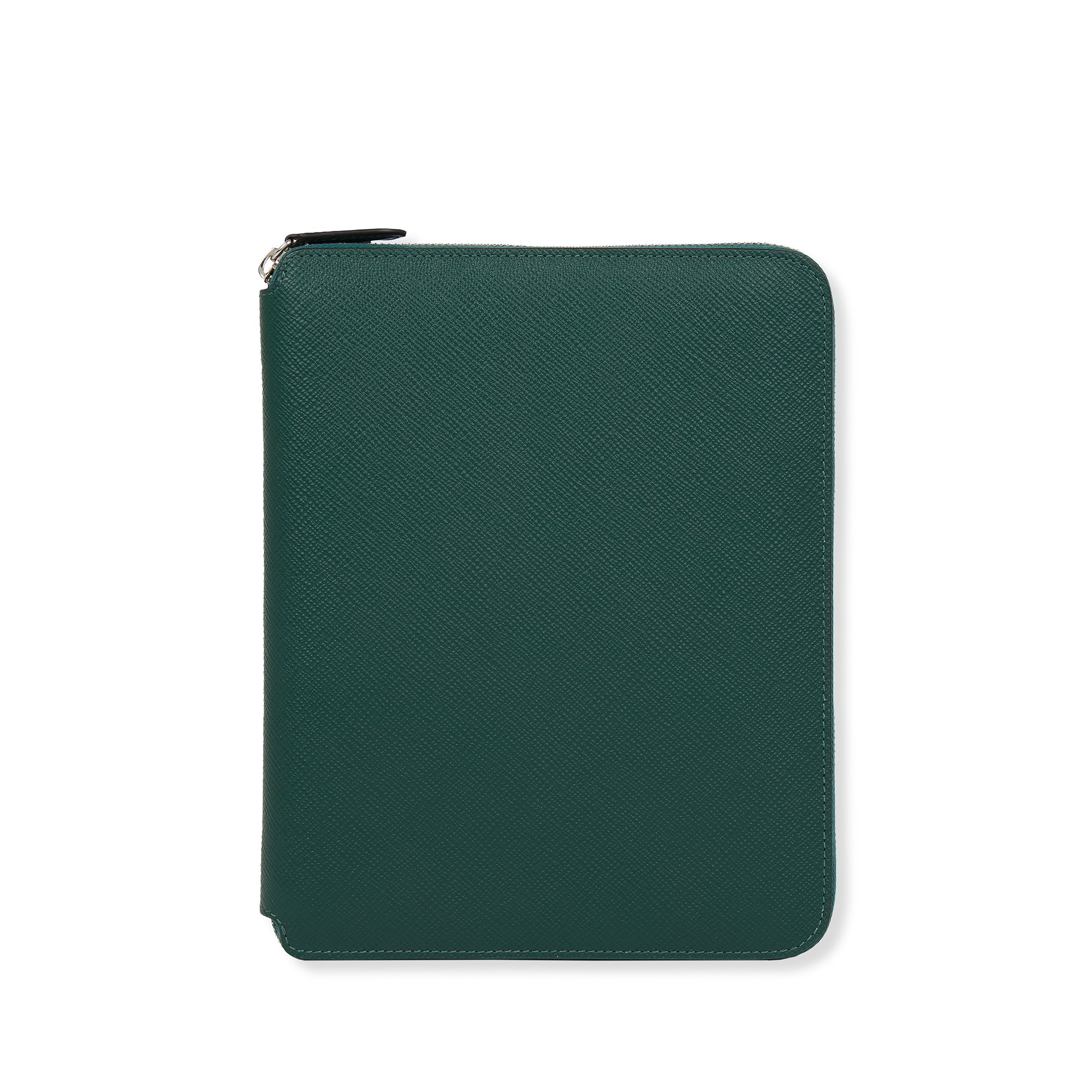 A5 Writing Folder with Zip in Forest Green Panama