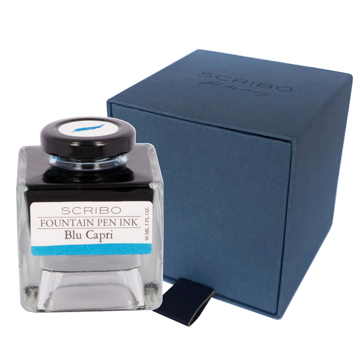 SCRIBO Blu Capri Ink Bottle 90ml | Water-Based Pigments | Style of Zug