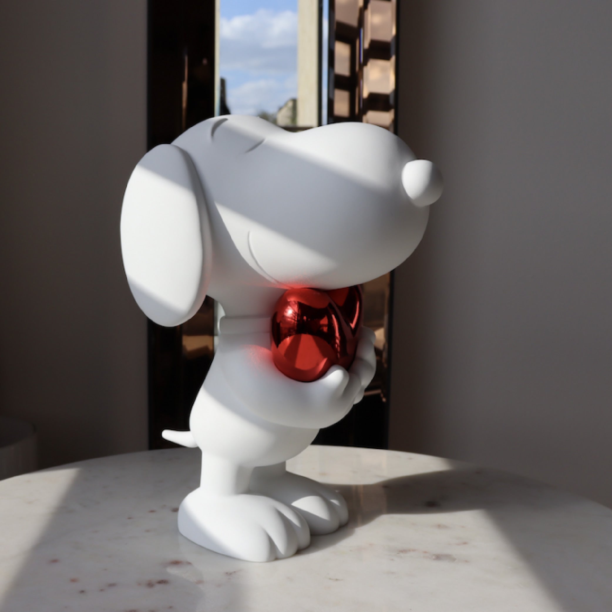 Snoopy Heart Matte White & Chrome Red - 27CM