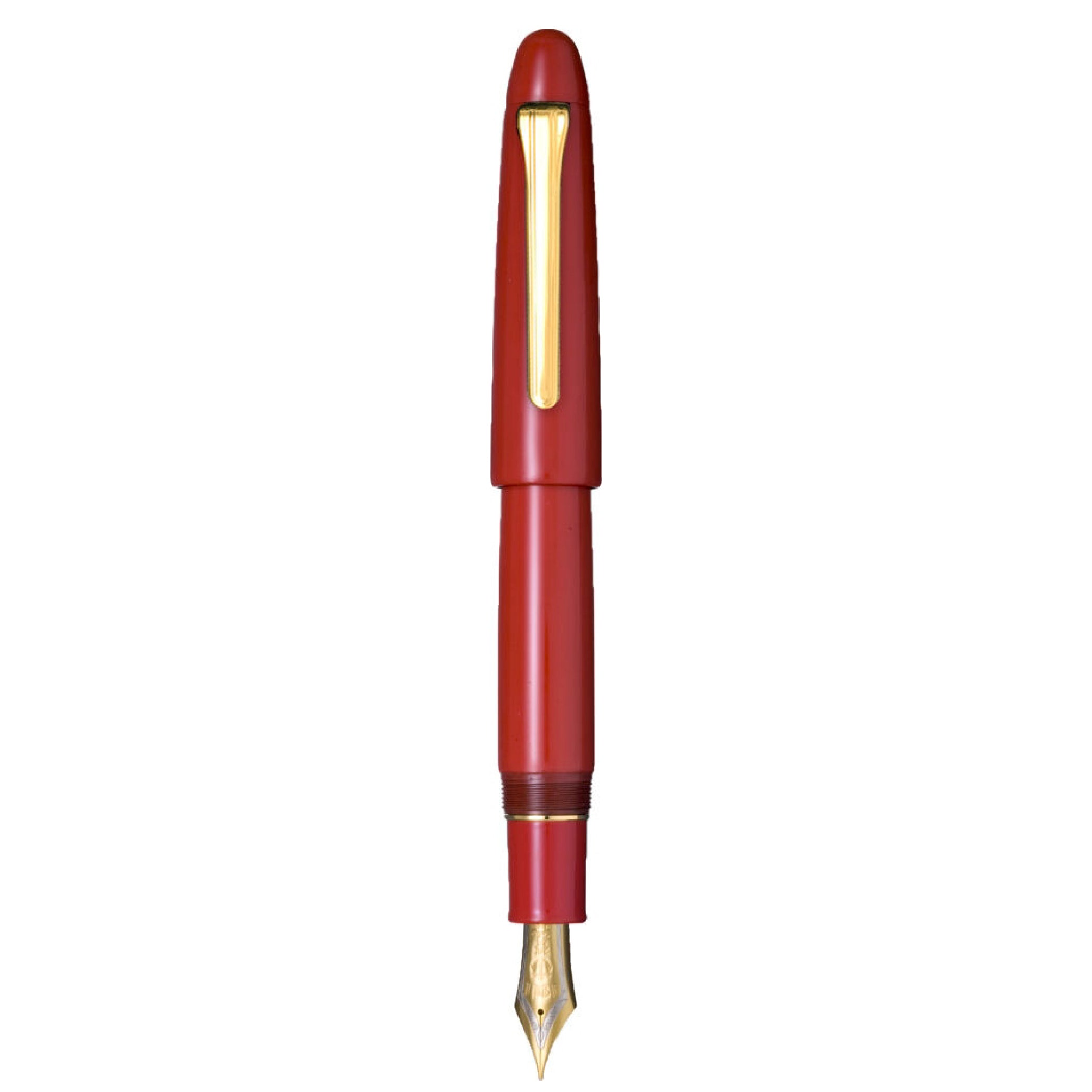 King of Pen Kaga Urushi Cherry Red Gold Trim Fountain Pen