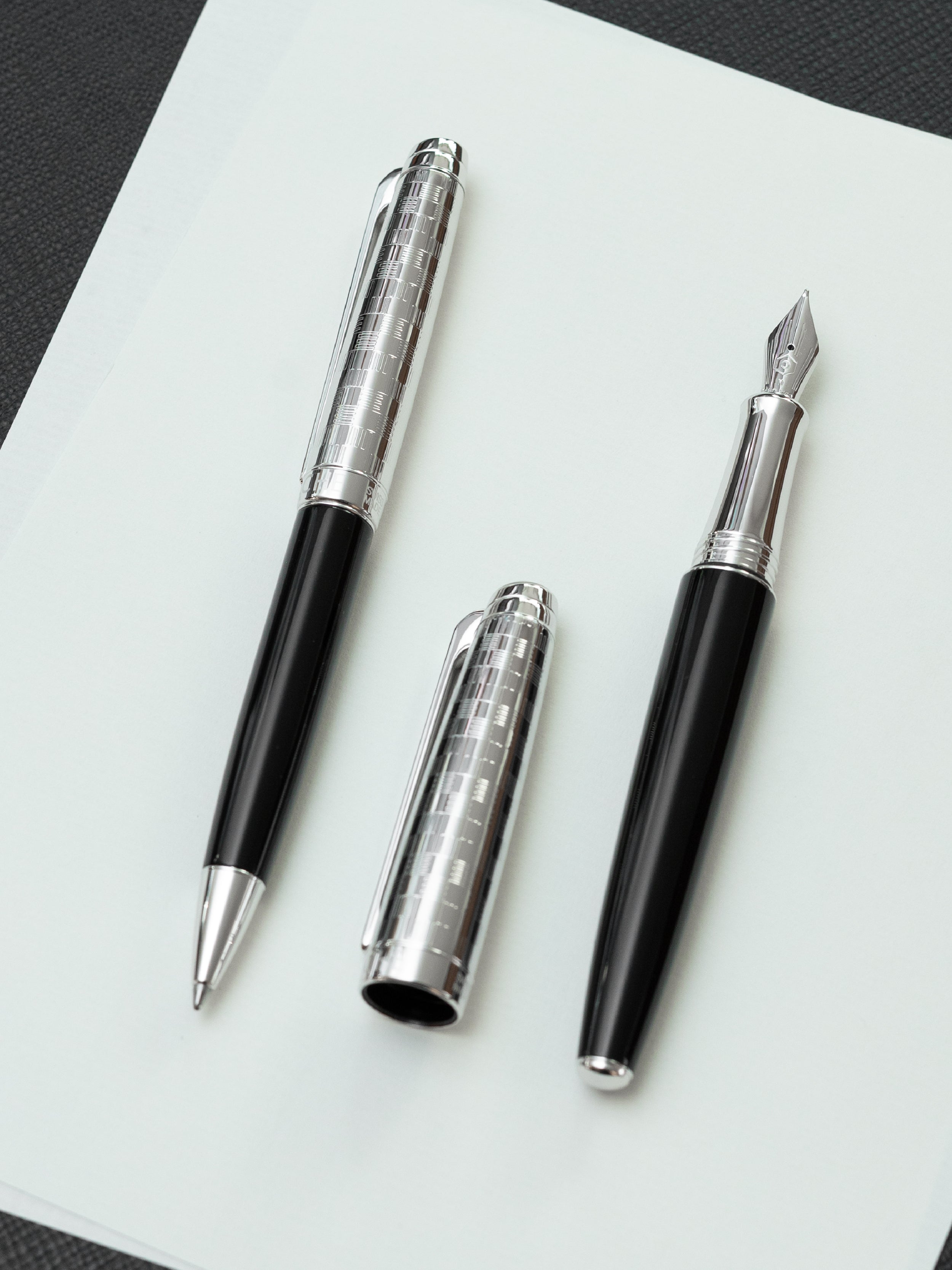 CARAN D'ACHE_Leman Damier Black Special Edition Fountain Pen-Ballpoint Set_News Page Collection Picture