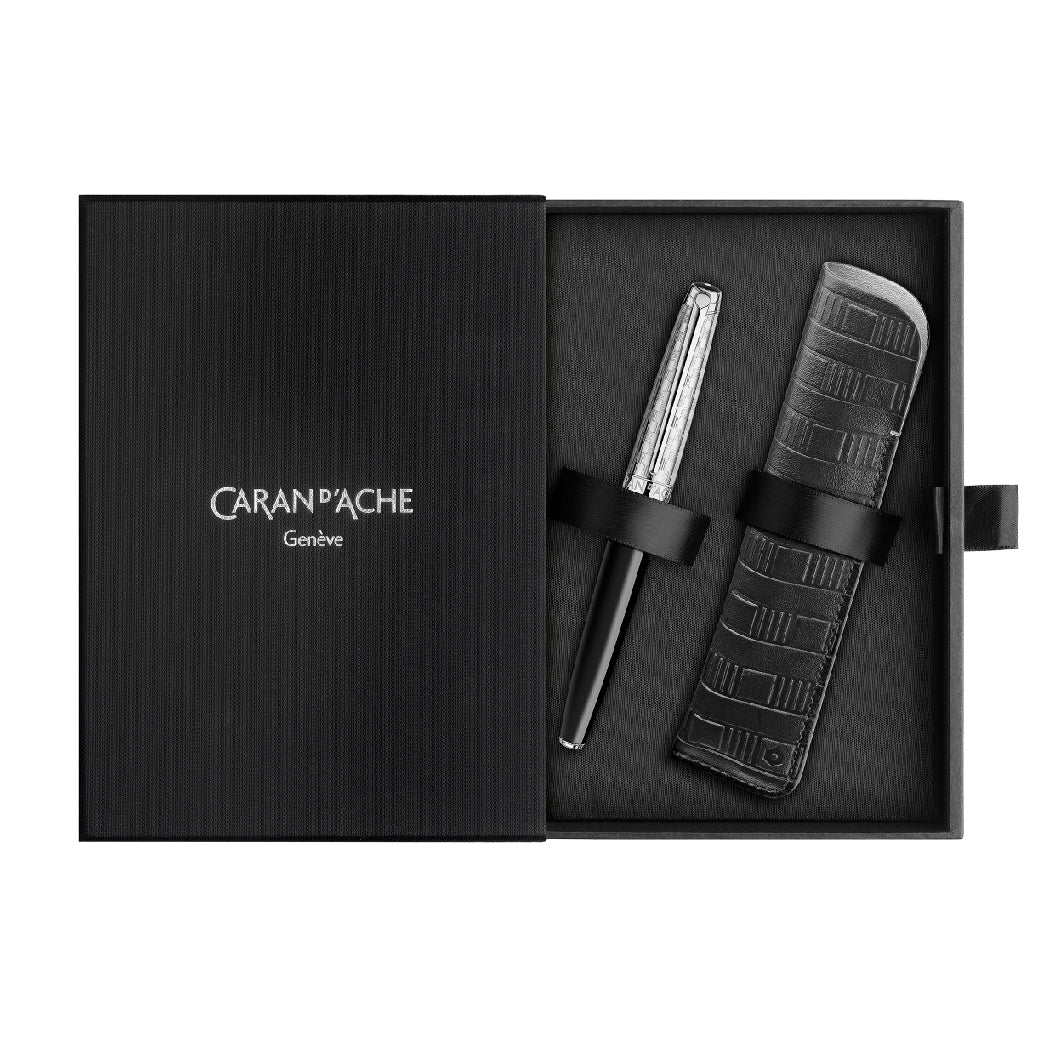 CARAN D'ACHE_Leman Damier Black Special Edition Fountain Pen Set_Open Packaging