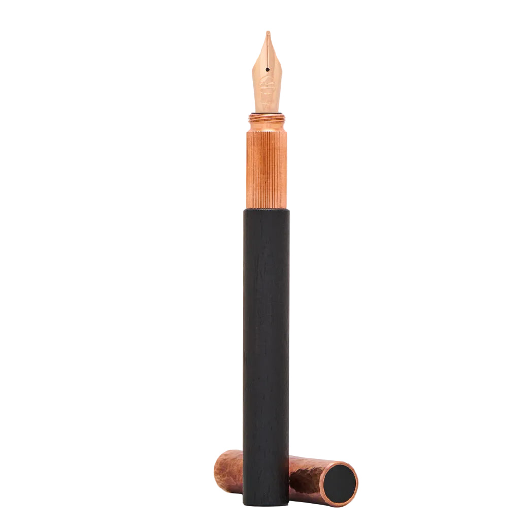 Longcap Ebony & Hammered Copper Fountain Pen