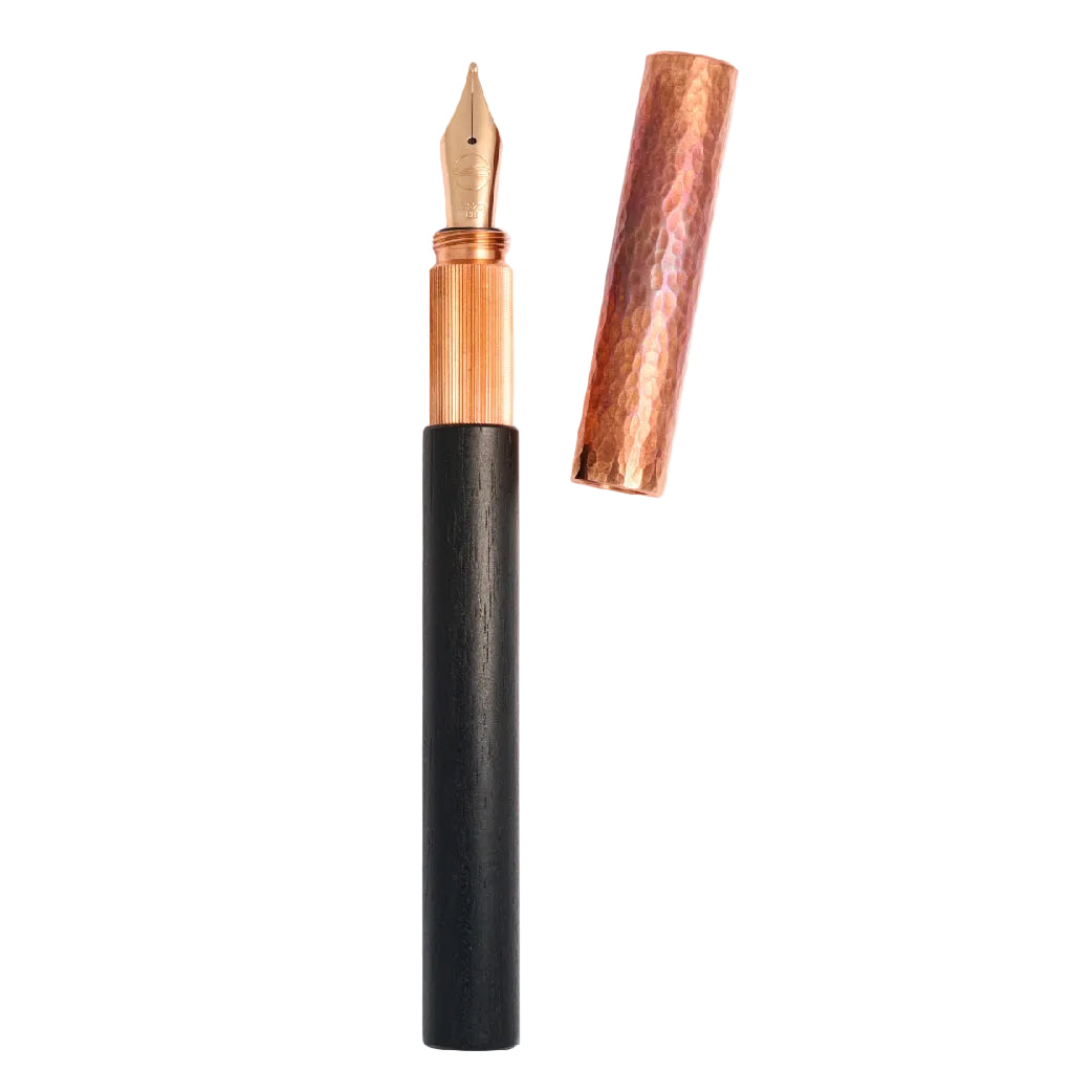 Longcap Ebony & Hammered Copper Fountain Pen