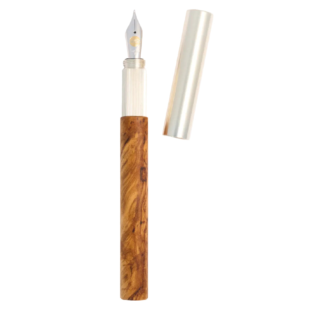 Longcap Olive & Silver Fountain Pen