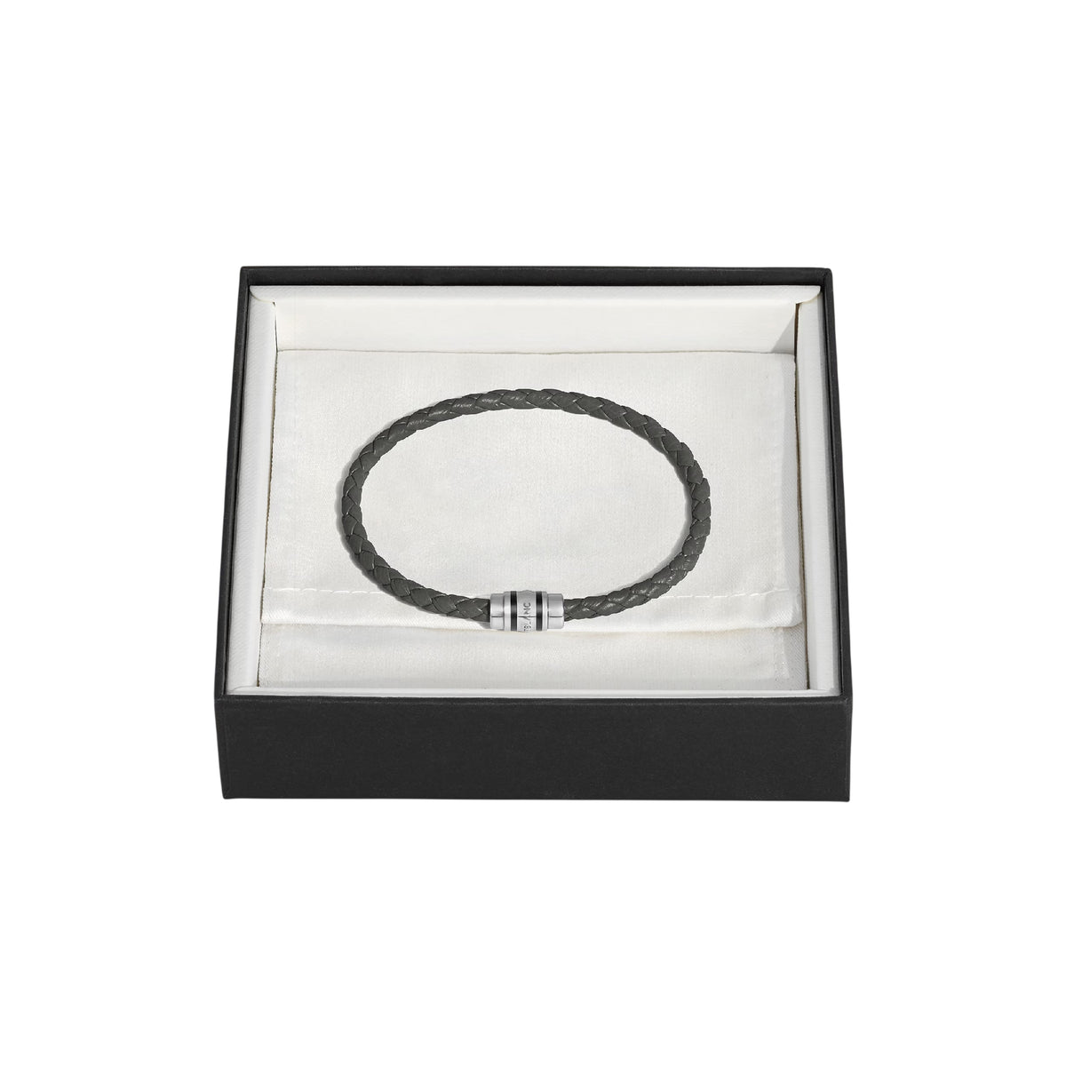 3 Rings Bracelet in Forged Iron Grain Leather
