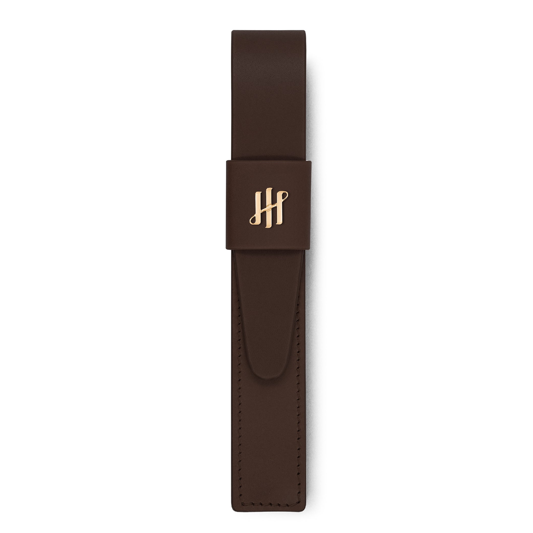 Dark Brown Gold-Plated Pen Pouch