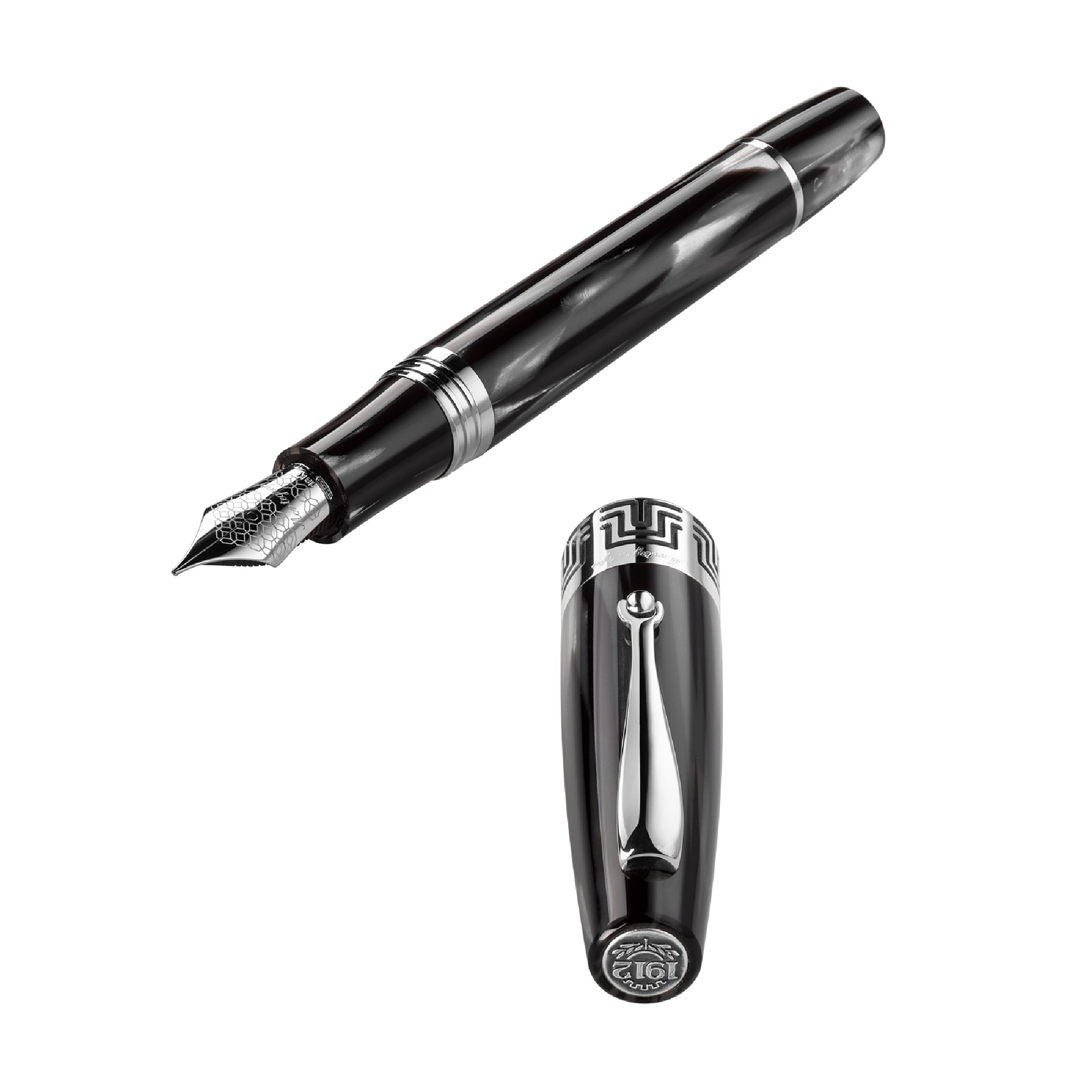 MONTEGRAPPA_Extra 1930 Edition 2021 Black & White Fountain Pen_Open Pen Picture