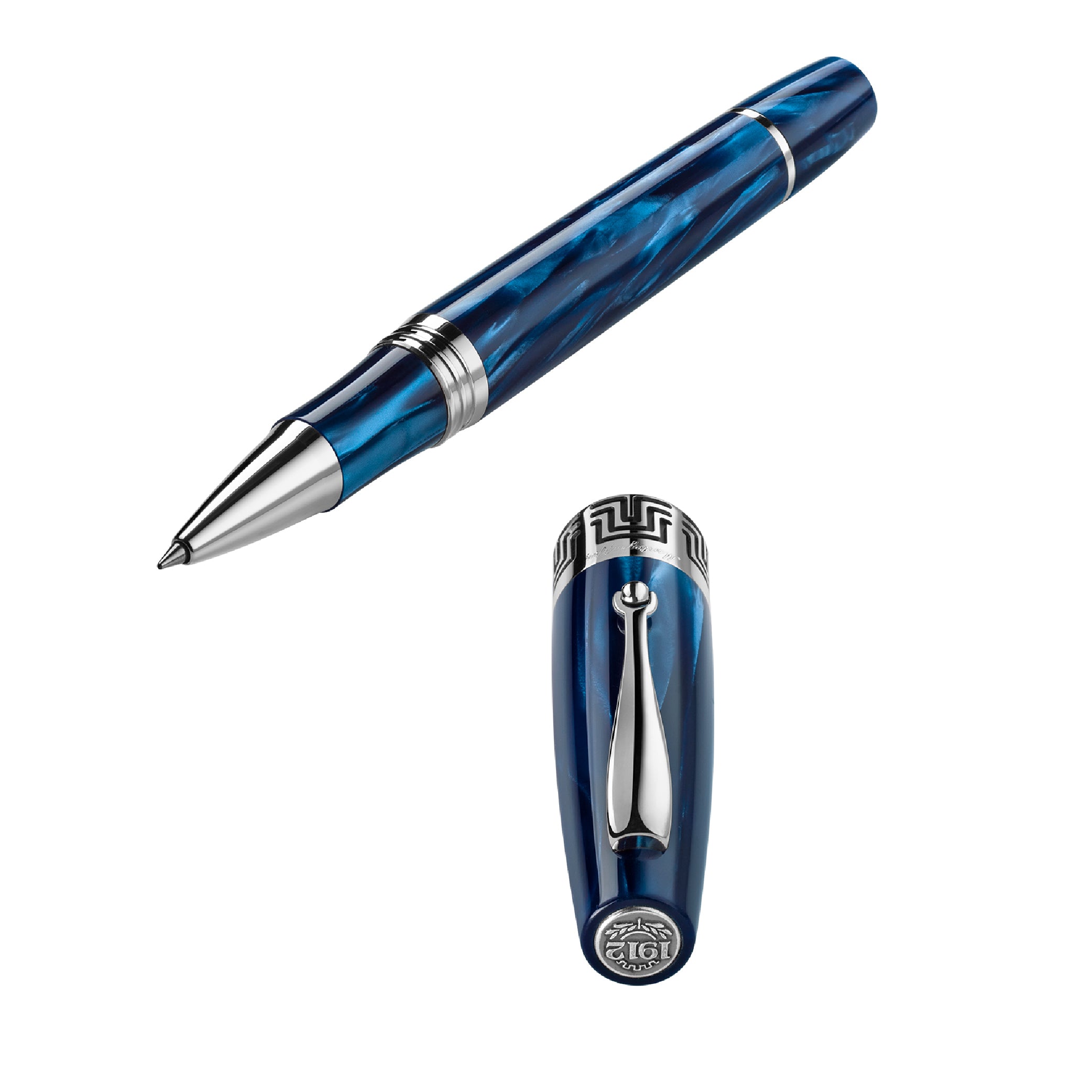 MONTEGRAPPA_Extra 1930 Edition 2021 Mediterranean Blue Rollerball_Open Pen Picture