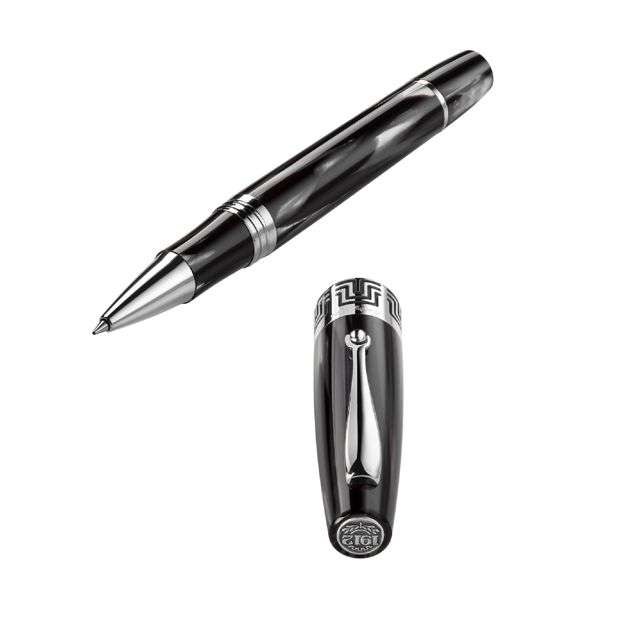 MONTEGRAPPA_Extra 1930 Edition 2021 Black & White Rollerball_Open Pen Picture