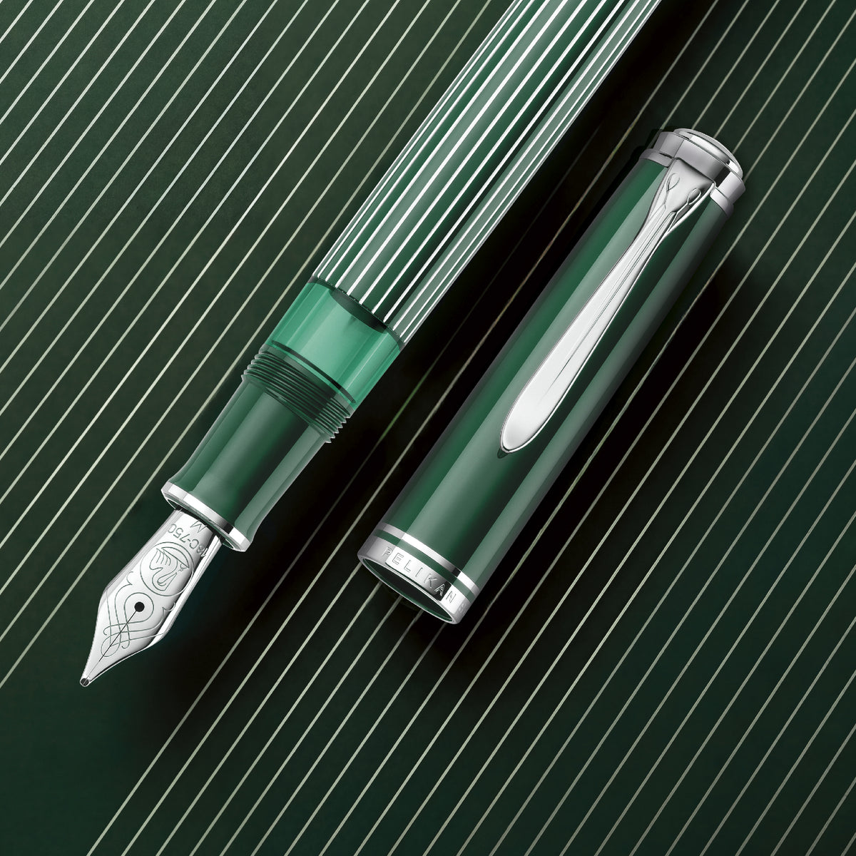 Souverän M815 Metal Striped Green Special Edition Fountain Pen