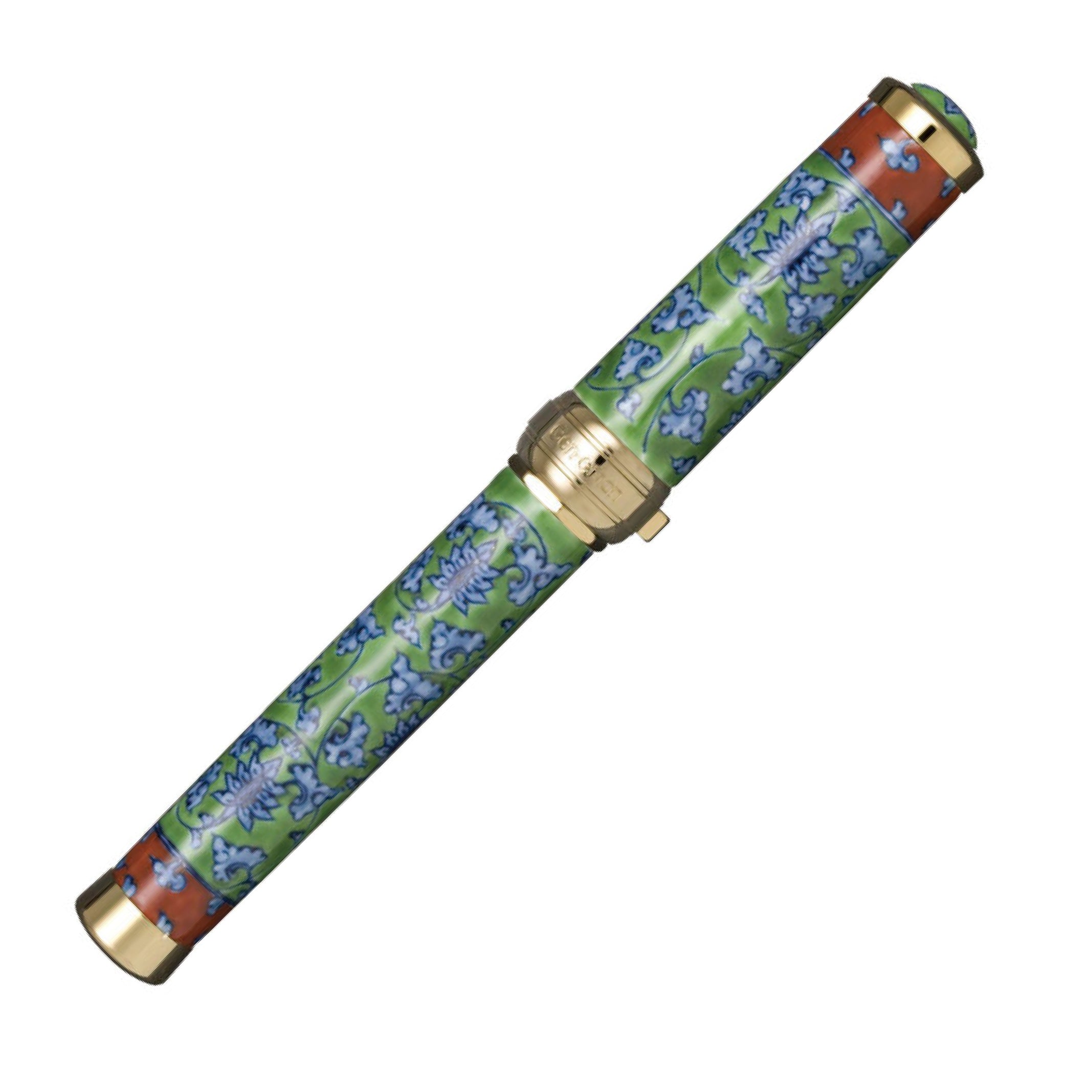 Arita Genemon 400 Years Anniversary 'Arabesque on Green' Gold Trim Fountain Pen