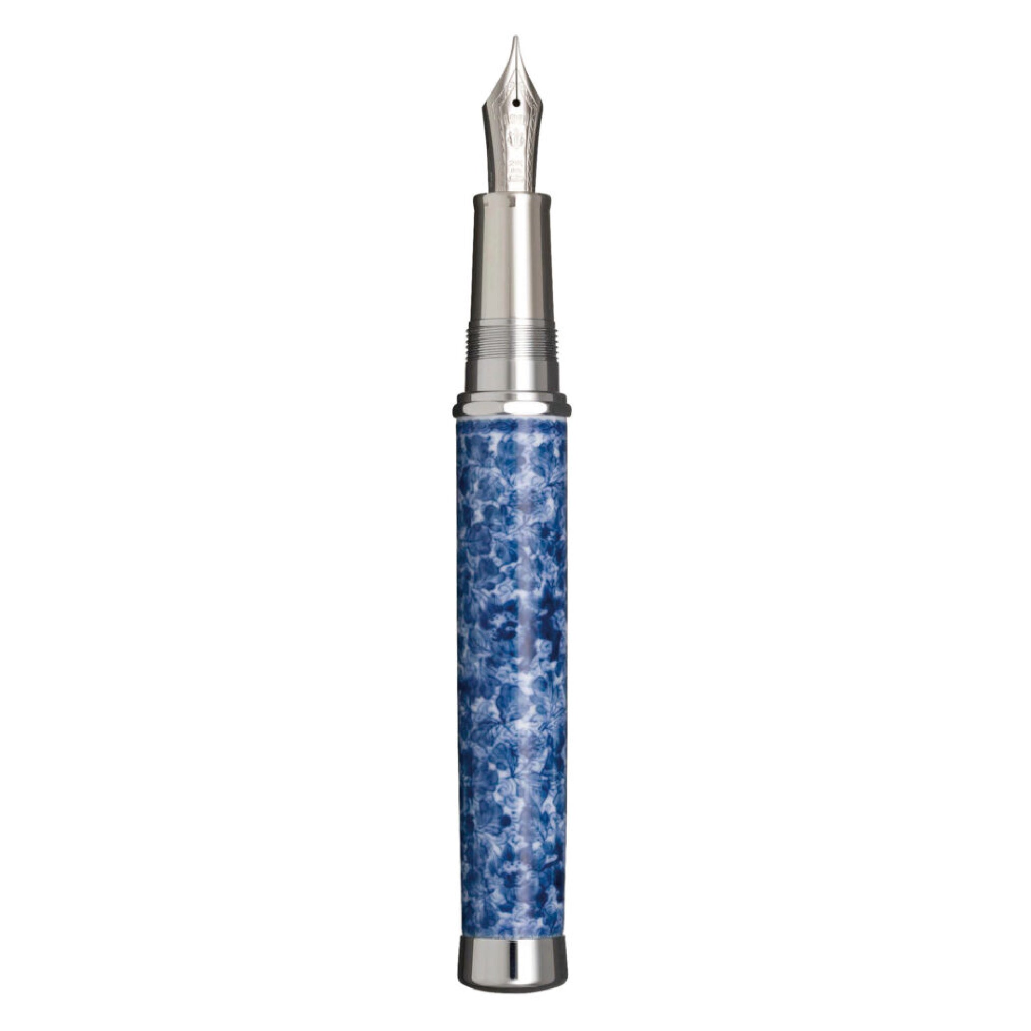 Arita Genemon 400 Years Anniversary 'Blue Arabesque' Silver Trim Fountain Pen