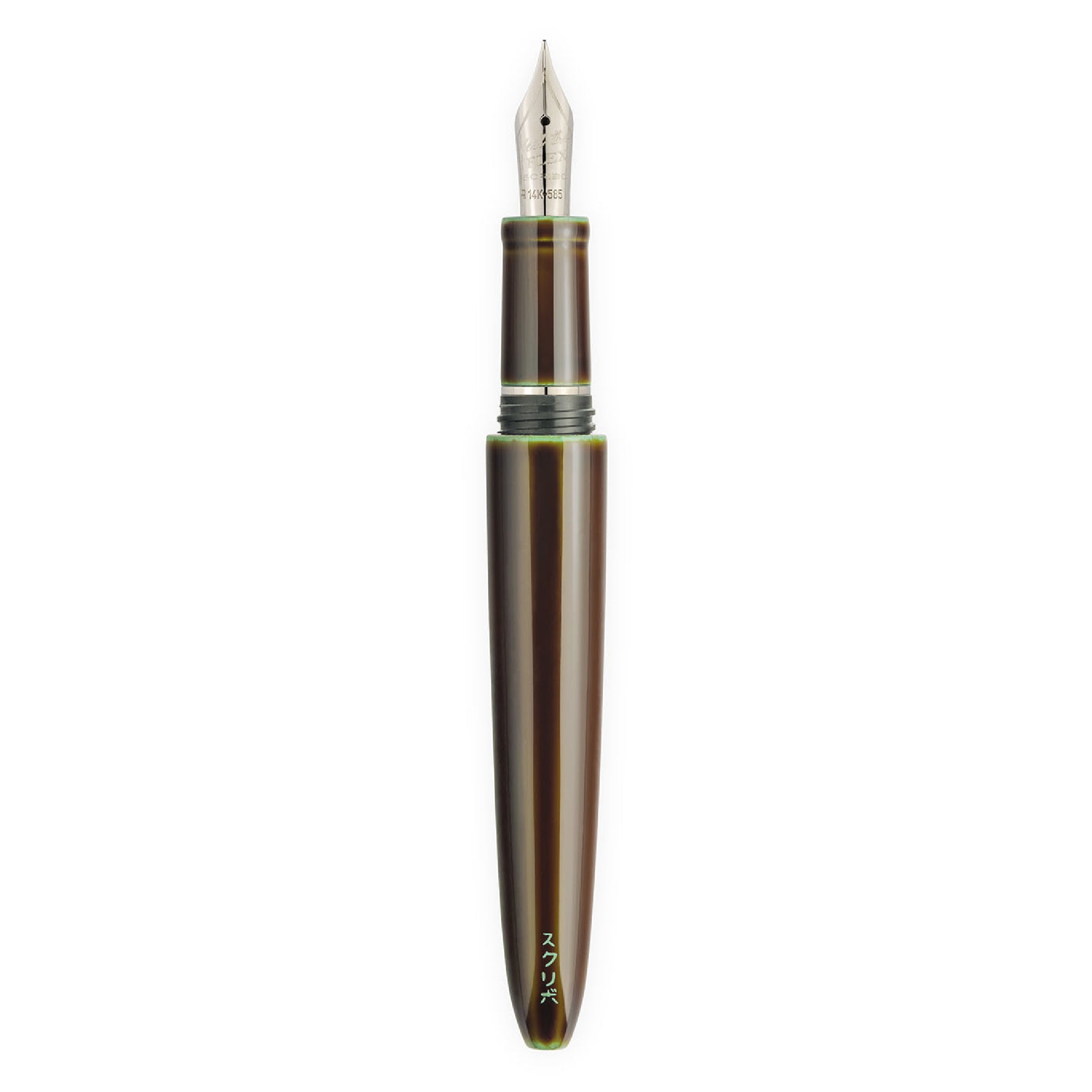 SCRIBO_Piuma Hane Tamenuri Toruko Ruthenium Limited Edition Fountain Pen_Open Pen Picture
