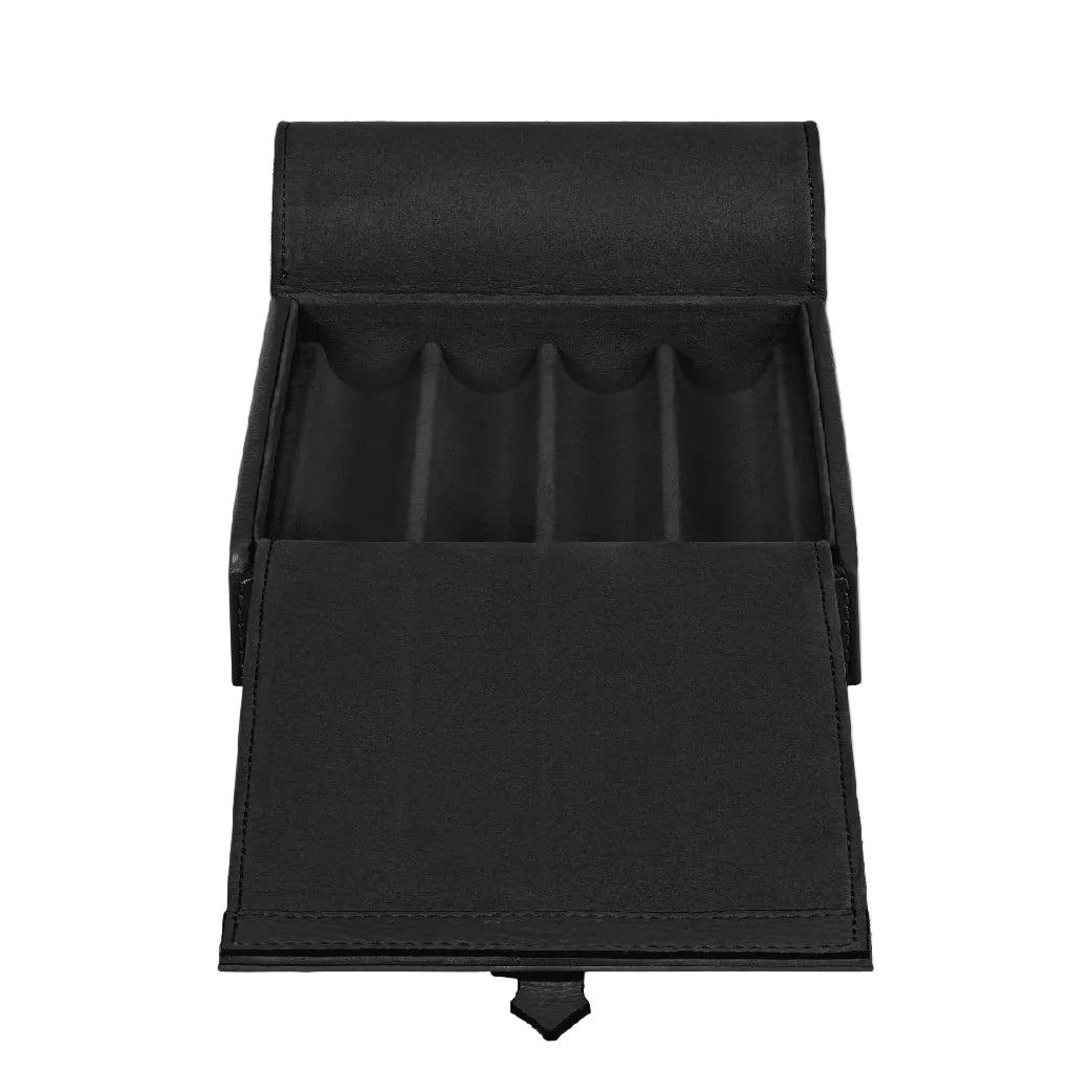 Travel Box for 4 Writing Instruments in Black Grain Leather