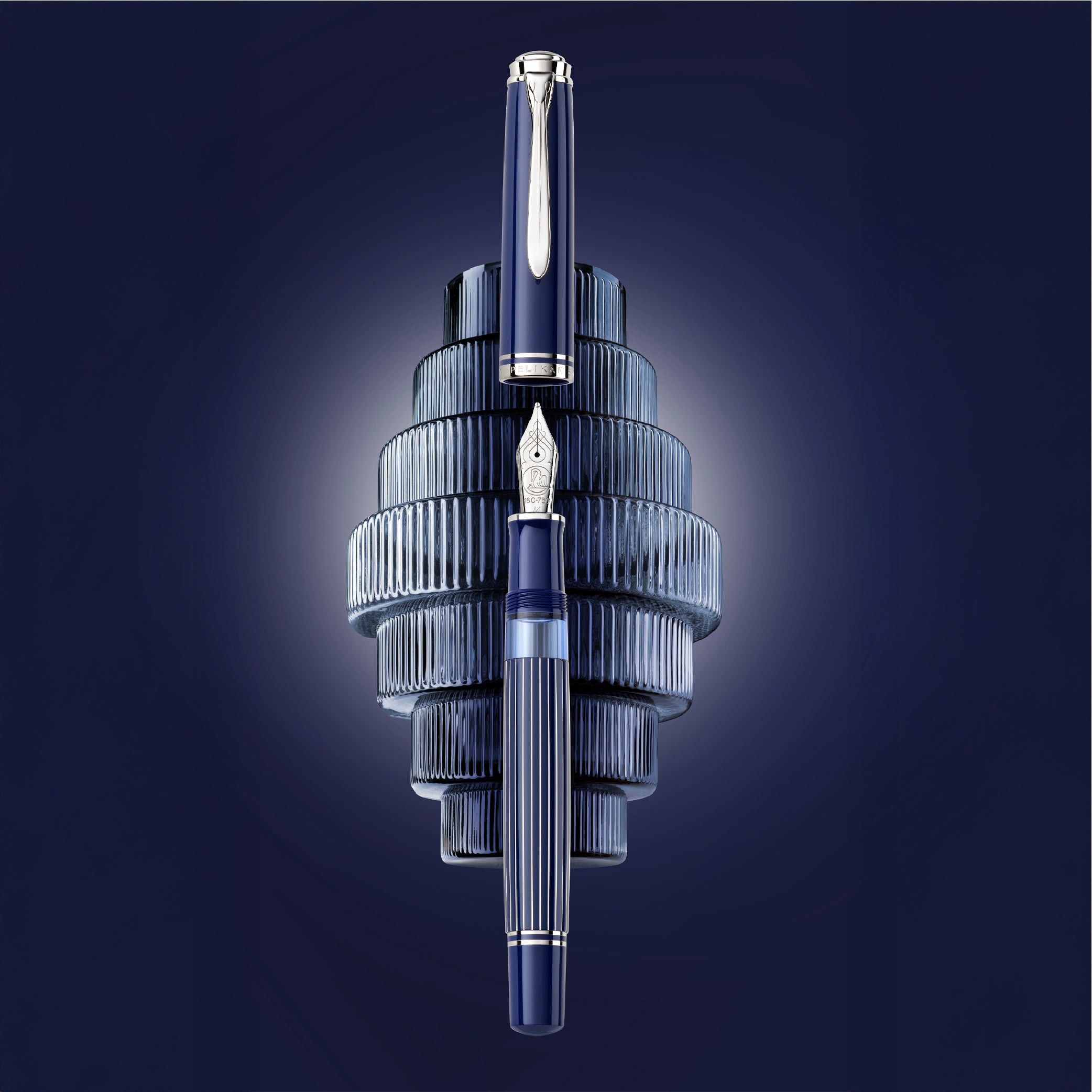Souverän M815 Metal Striped Blue Special Edition Fountain Pen